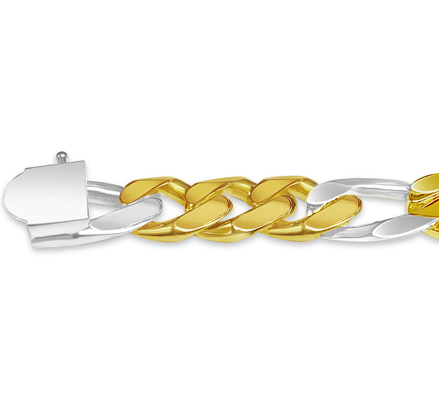ID Figaro Solid Gold Handmade Bracelet , 12mm, 6.5-10 Inch