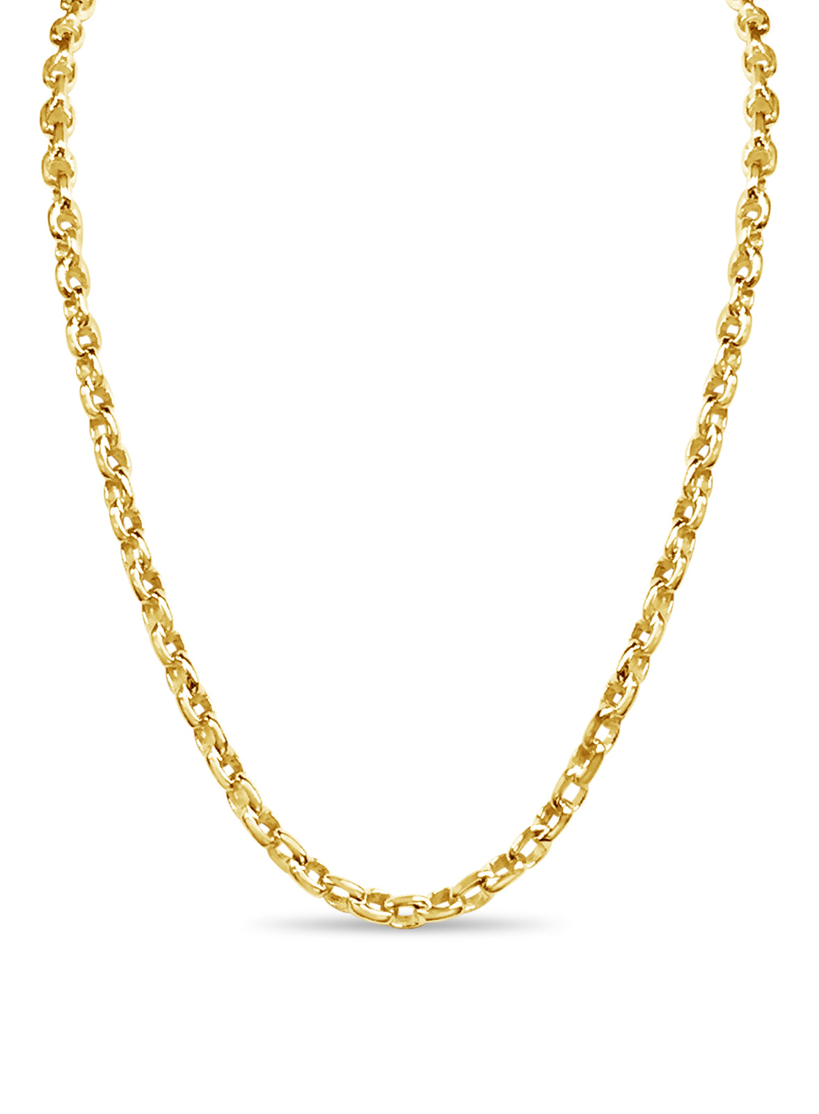 Fancy Rolo Solid Gold Handmade Necklace , 6mm, 16-30 Inch