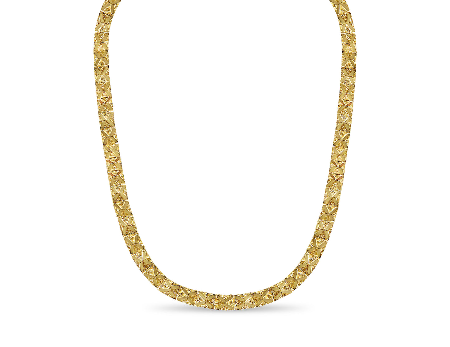 18k Solid Yellow Gold Handmade 11mm Nugget Link Necklace, 30", Approx 183g