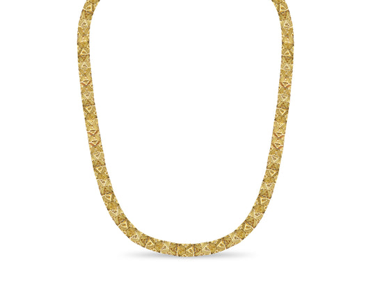 18k Solid Yellow Gold Handmade 11mm Nugget Link Necklace, 30", Approx 183g