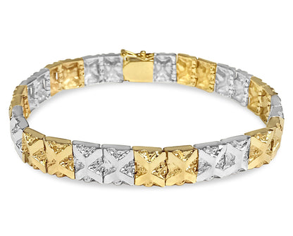 Nugget Solid Gold Handmade Bracelet , 9mm, 6.5-10 Inch