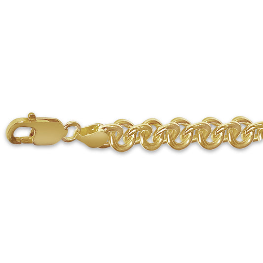 Fancy Rolo Solid Gold Handmade Bracelet , 9mm, 6.5-10 Inch