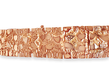 Nugget Solid Gold Handmade Bracelet , 17mm, 6.5-10 Inch