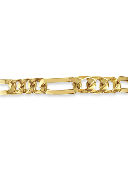 18k Solid Yellow Gold Handmade 8mm Figaro Link Bracelet, 9.5", Approx 33g