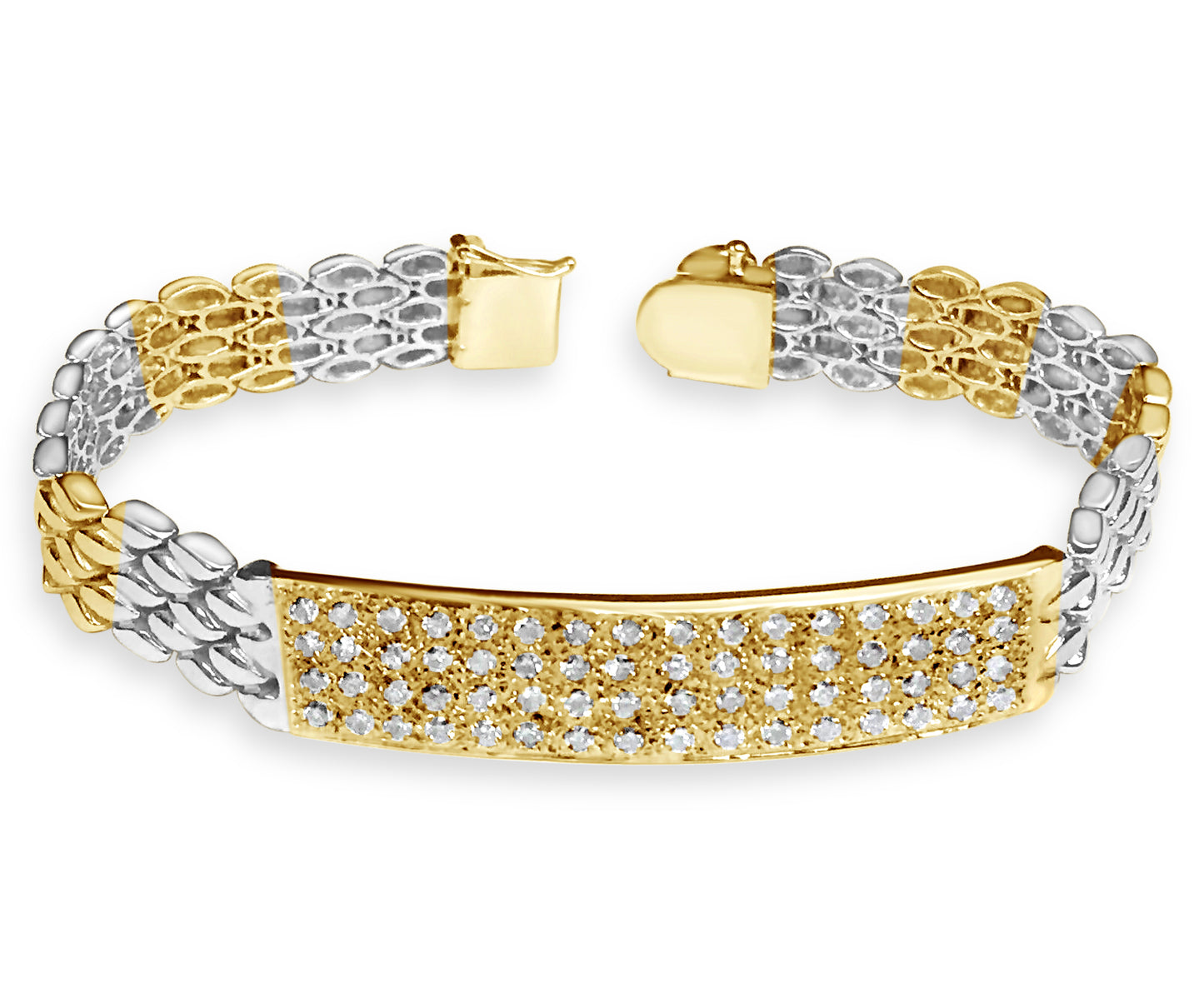 Diamond ID Panther Solid Gold Handmade Bracelet , 12mm, 6.5-10 Inch