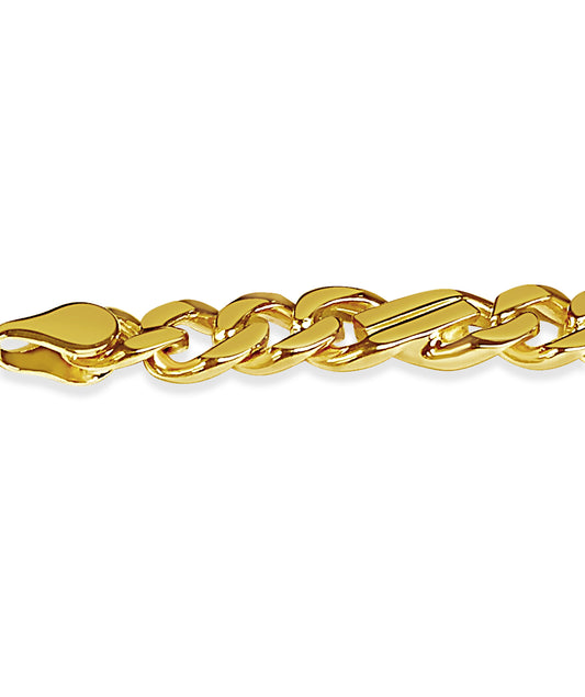 Curb Solid Gold Handmade Bracelet , 7mm, 6.5-10 Inch