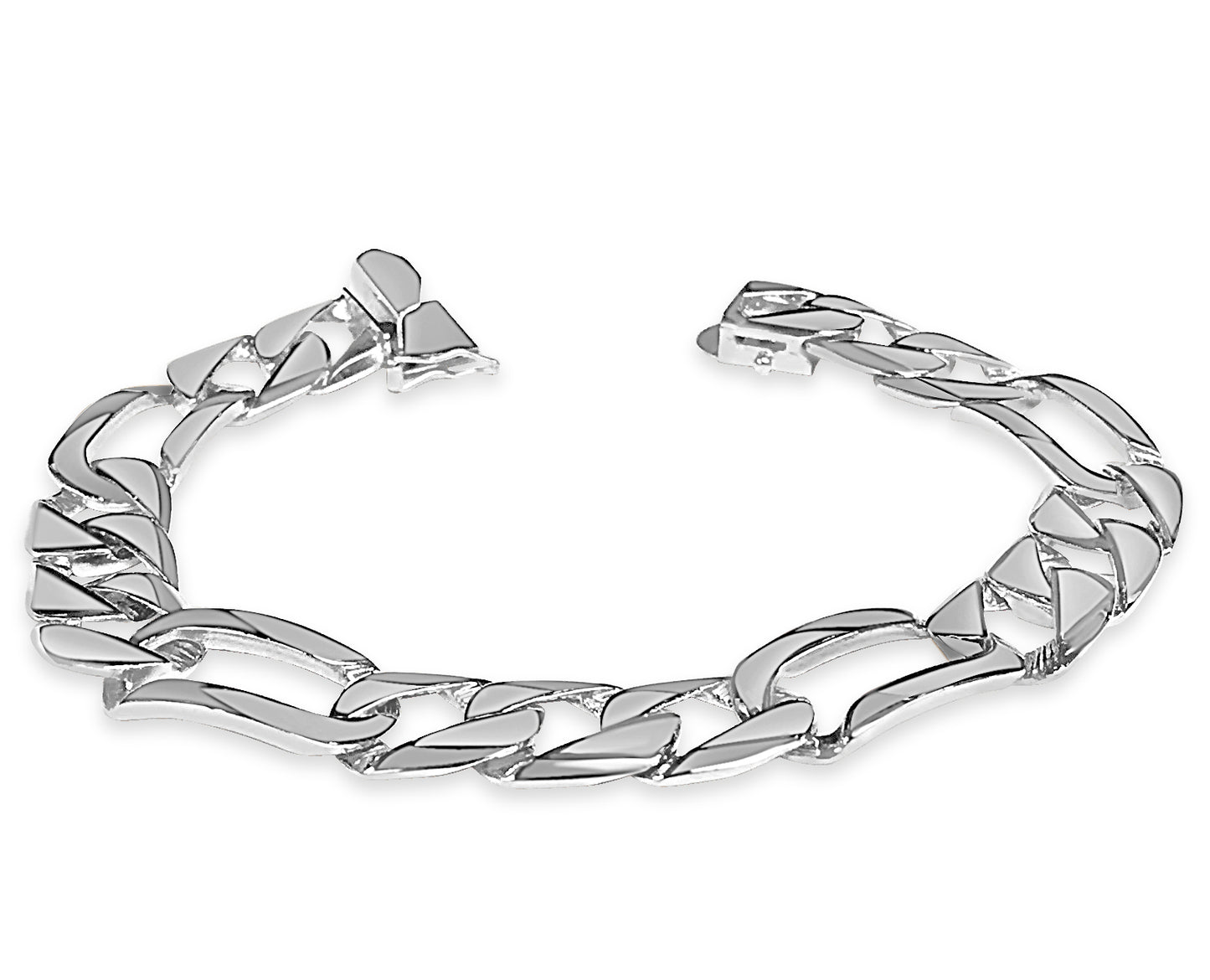 Figaro Solid Gold Handmade Bracelet , 12mm, 6.5-10 Inch