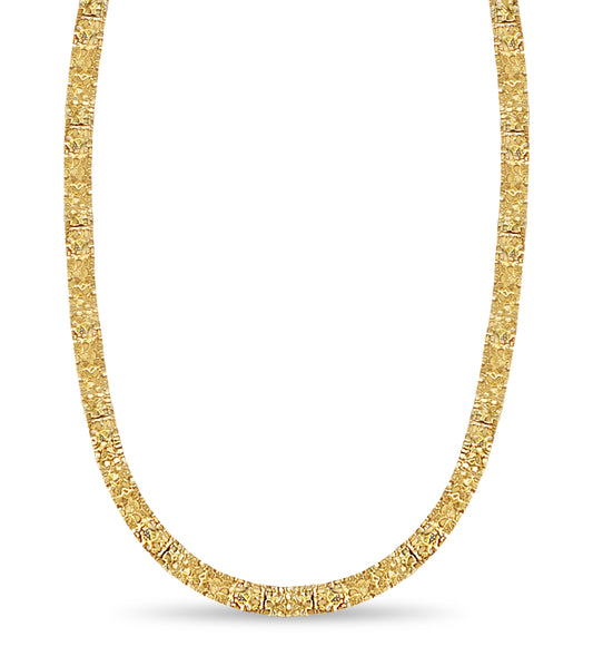 18k Solid Yellow Gold Handmade 17mm Nugget Link Necklace, 30", Approx 184g