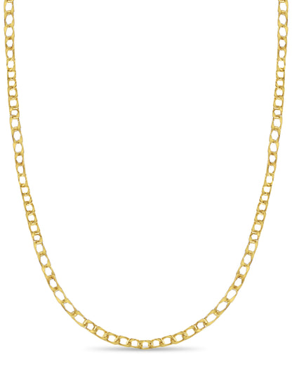 Curb Solid Gold Handmade Necklace , 10mm, 16-30 Inch