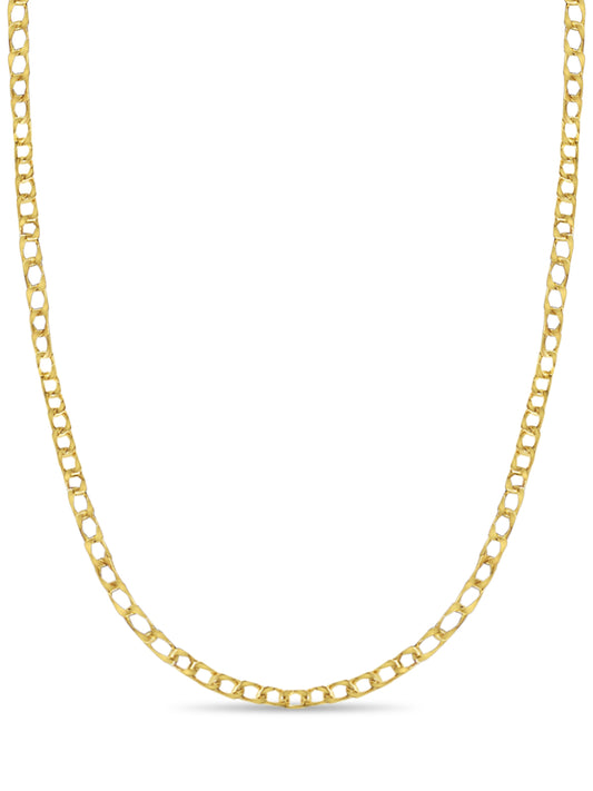 Curb Solid Gold Handmade Necklace , 10mm, 16-30 Inch