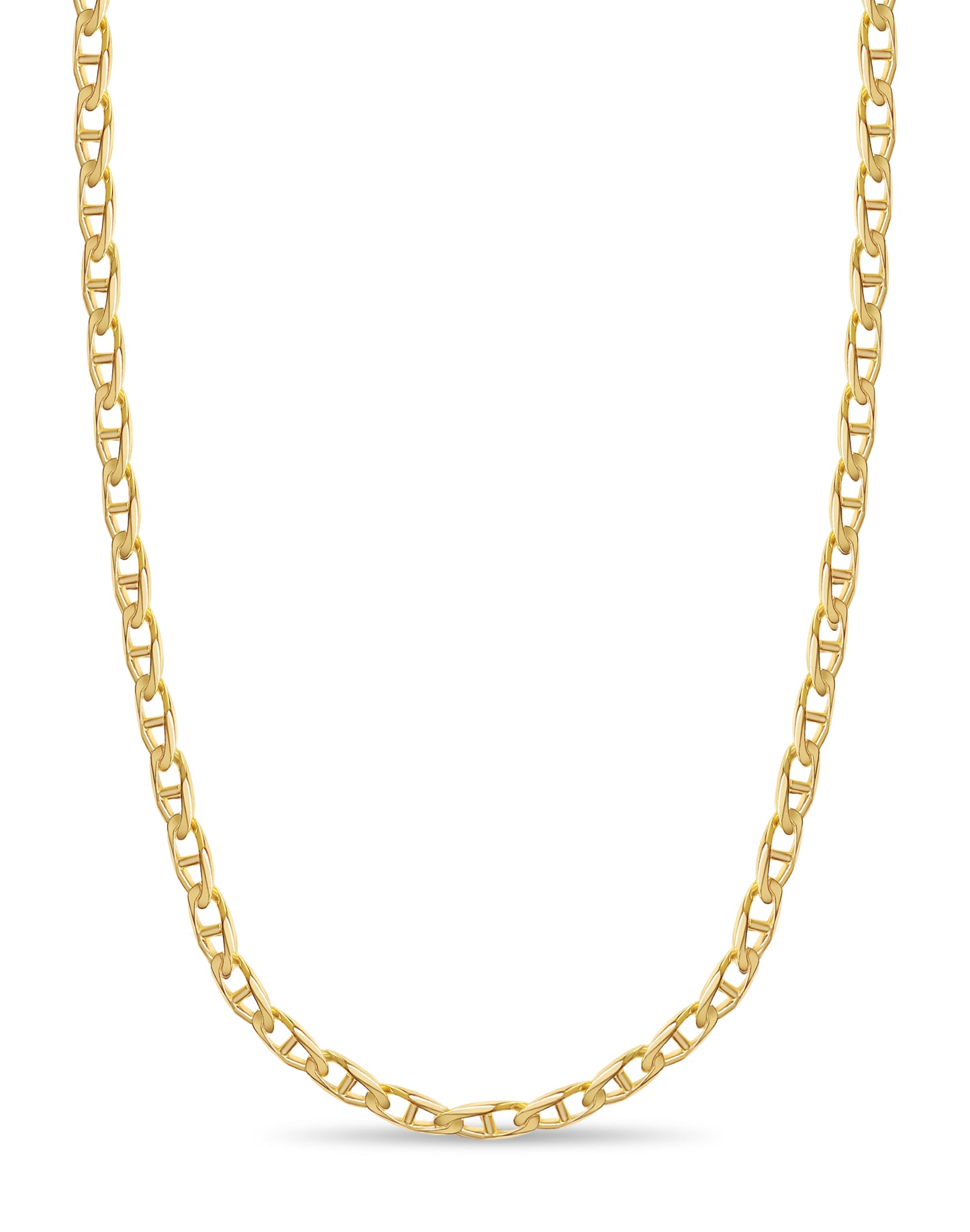 18k Solid Yellow Gold Handmade 11mm Mariner Link Necklace, 30", Approx 162g