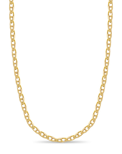 18k Solid Yellow Gold Handmade 11mm Mariner Link Necklace, 30", Approx 162g