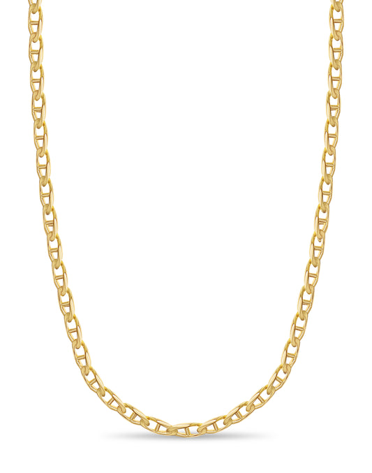 18k Solid Yellow Gold Handmade 11mm Mariner Link Necklace, 30", Approx 162g