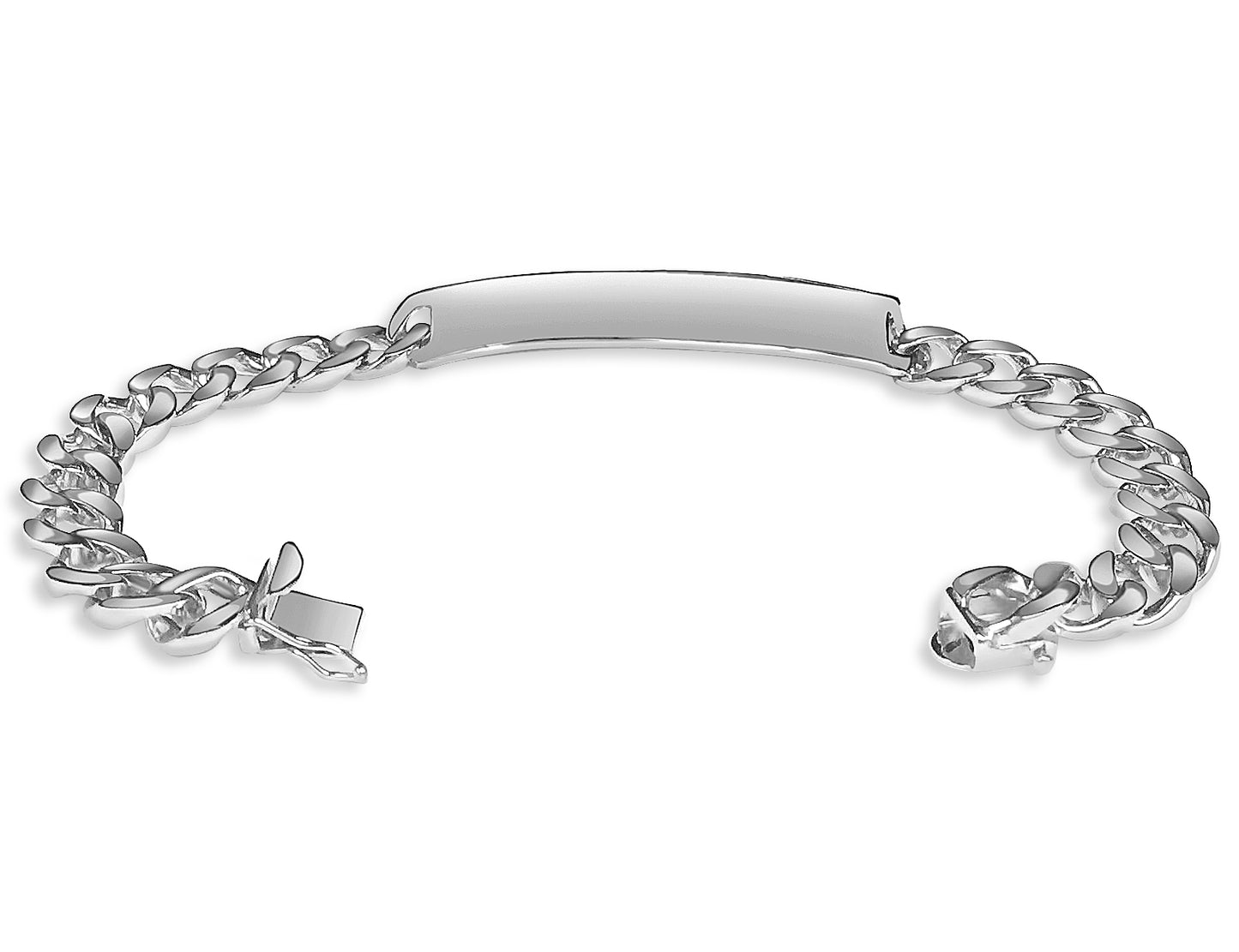 ID Curb Solid Gold Handmade Bracelet , 9mm, 6.5-10 Inch