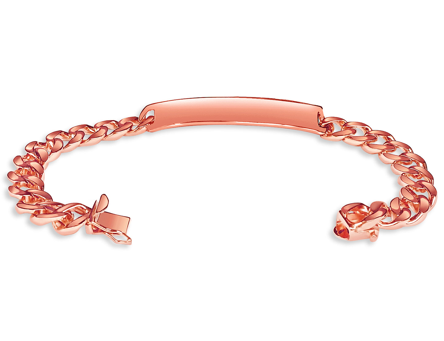 ID Curb Solid Gold Handmade Bracelet , 9mm, 6.5-10 Inch