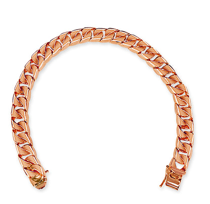 Curb Solid Gold Handmade Bracelet , 9mm, 6.5-10 Inch