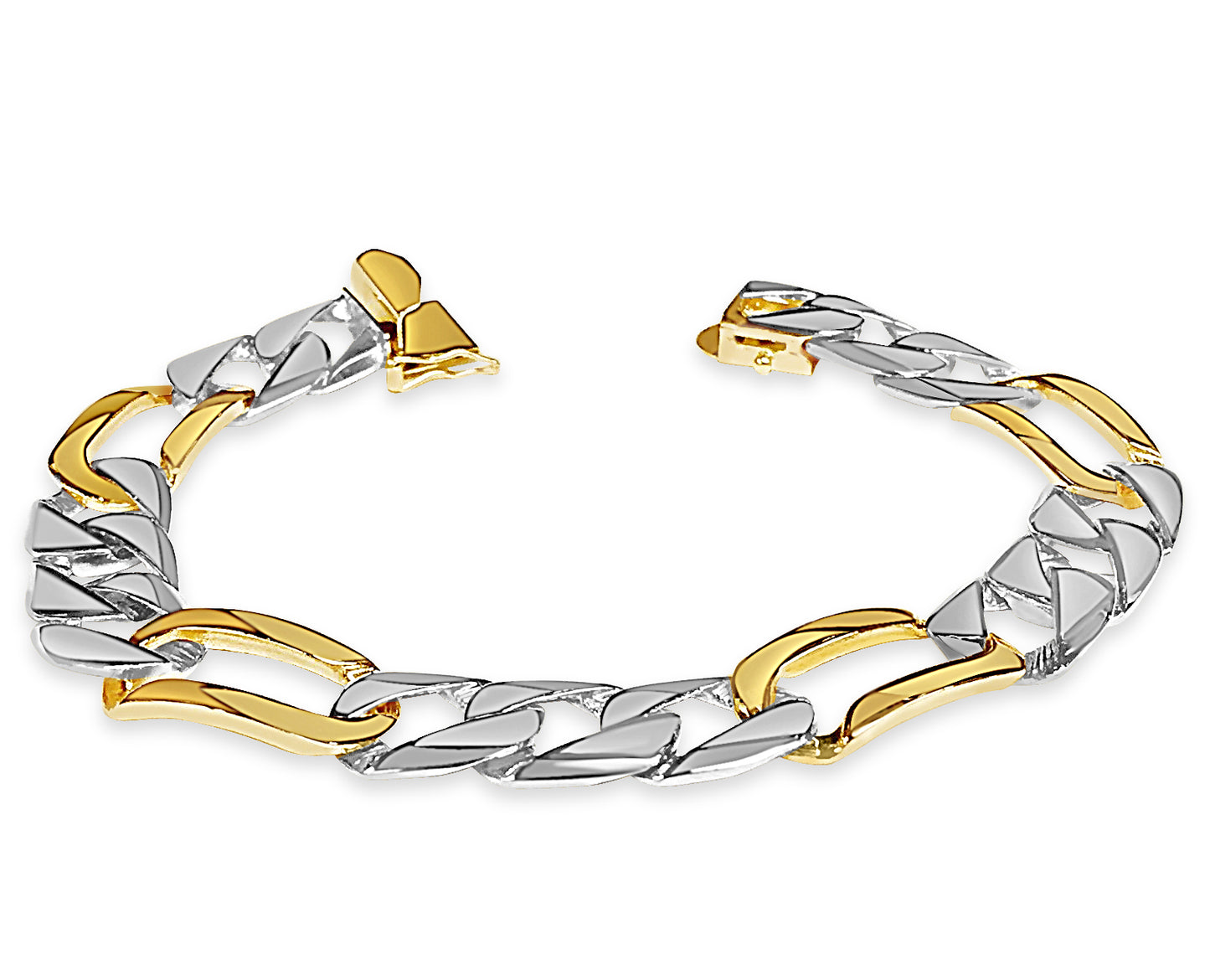 Figaro Solid Gold Handmade Bracelet , 12mm, 6.5-10 Inch
