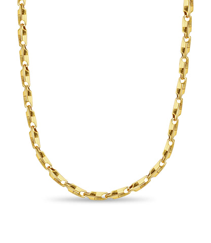 18k Yellow Gold 6mm Rectangle Tube Necklace, 30", Approx 117g