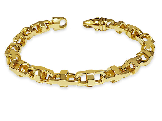 Anchor Mariner Solid Gold Handmade Bracelet , 11mm, 6.5-10 Inch