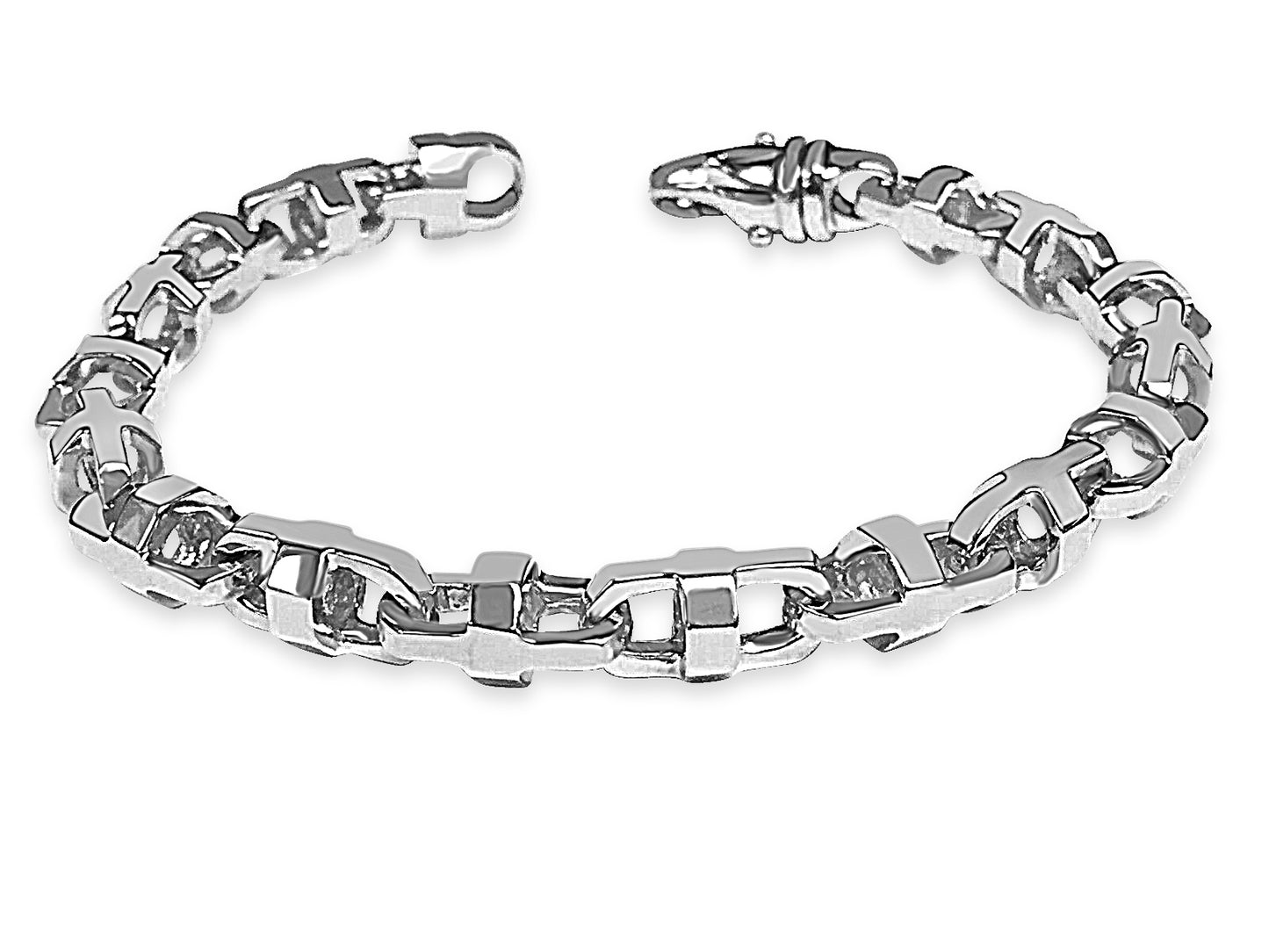 Anchor Mariner Solid Gold Handmade Bracelet , 11mm, 6.5-10 Inch