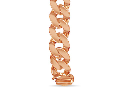 Curb Solid Gold Handmade Bracelet , 14mm, 6.5-10 Inch