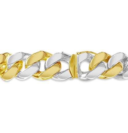 ID Curb Solid Gold Handmade Bracelet , 15mm, 6.5-10 Inch