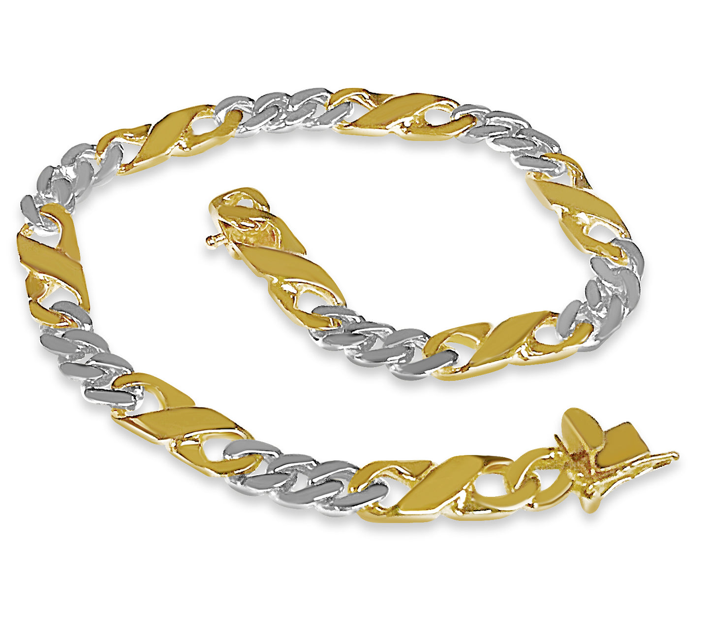 XO Curb Solid Gold Handmade Bracelet , 6mm, 6.5-10 Inch
