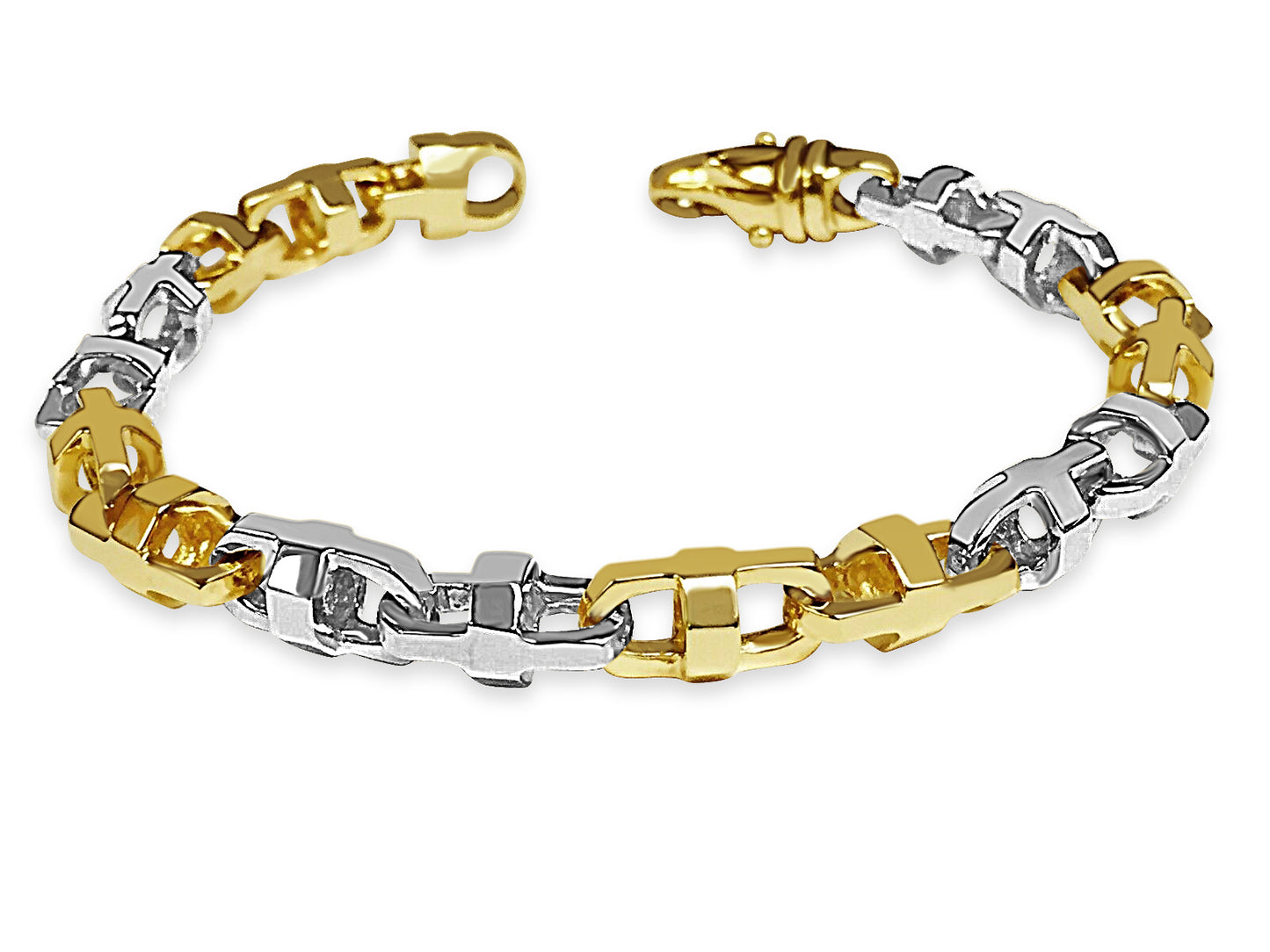 Anchor Mariner Solid Gold Handmade Bracelet , 11mm, 6.5-10 Inch
