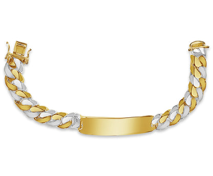 ID Curb Solid Gold Handmade Bracelet , 13mm, 6.5-10 Inch