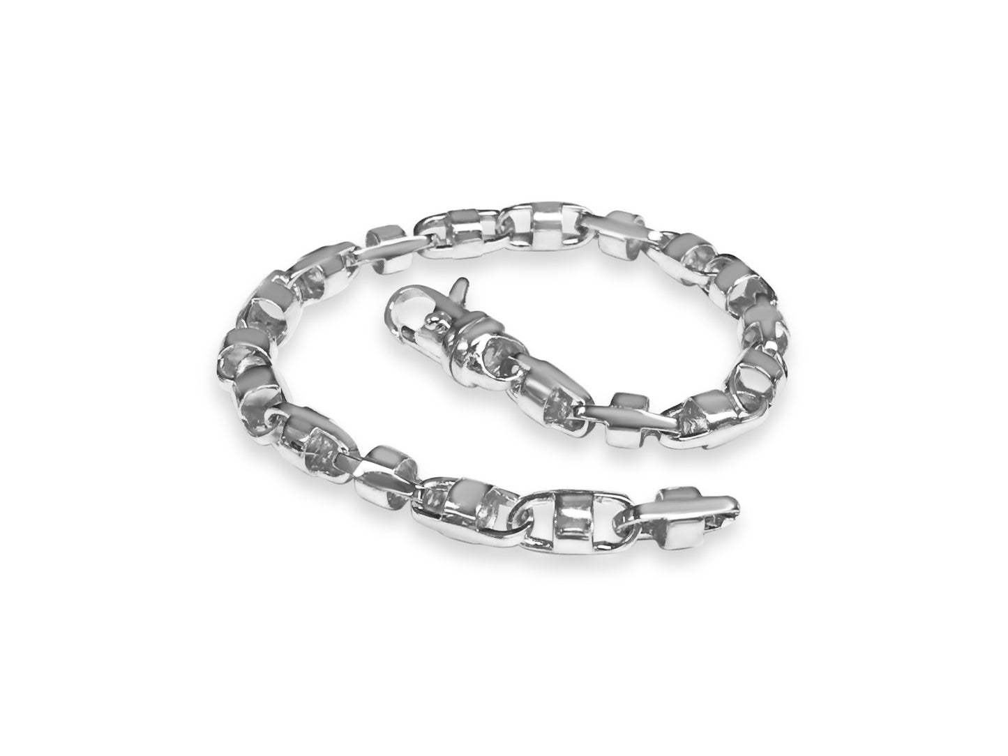 Anchor Mariner Solid Gold Handmade Bracelet , 7mm, 6.5-10 Inch