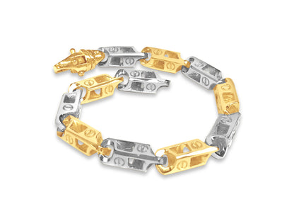 Fancy Screw Solid Gold Handmade Bracelet , 7mm, 6.5-10 Inch