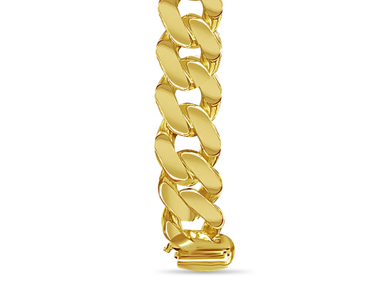 Curb Solid Gold Handmade Bracelet , 14mm, 6.5-10 Inch
