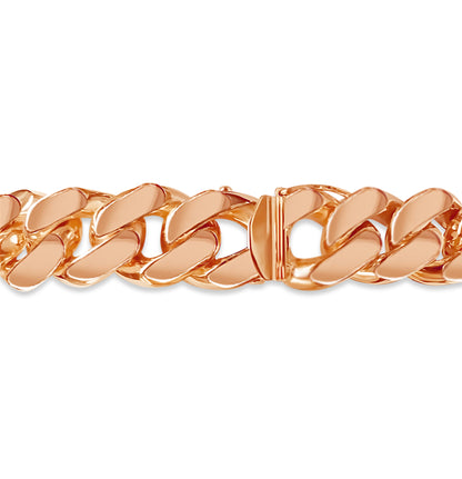 ID Curb Solid Gold Handmade Bracelet , 15mm, 6.5-10 Inch
