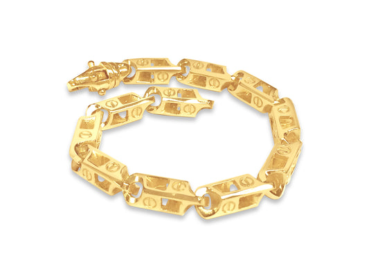 Fancy Screw Solid Gold Handmade Bracelet , 7mm, 6.5-10 Inch