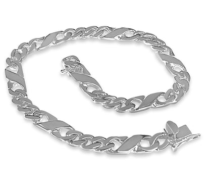 XO Curb Solid Gold Handmade Bracelet , 6mm, 6.5-10 Inch