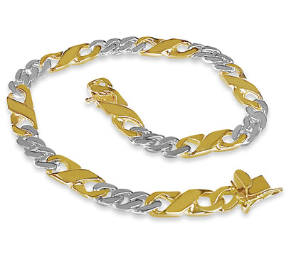 18k Solid Yellow Gold Handmade 6mm XO Curb Link Bracelet, 9.5", Approx 24g