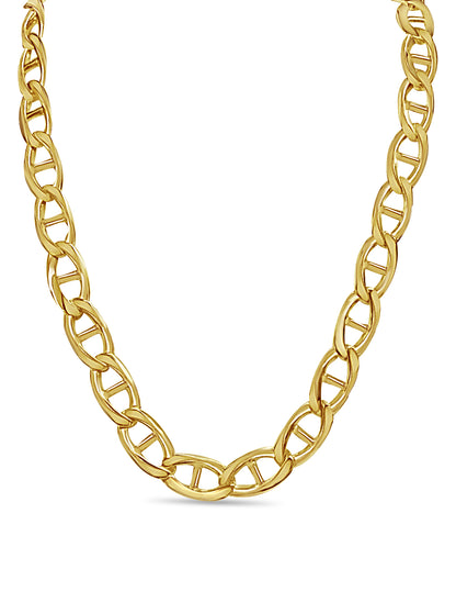 18k Solid Yellow Gold Handmade 15mm Mariner Link Necklace, 30", Approx 311g