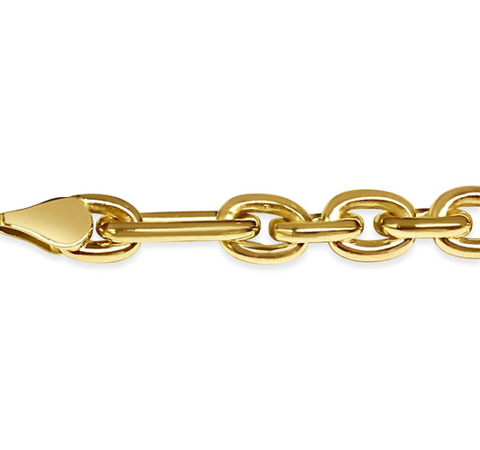 Rolo (Figaro) Solid Gold Handmade Bracelet , 7mm, 6.5-10 Inch