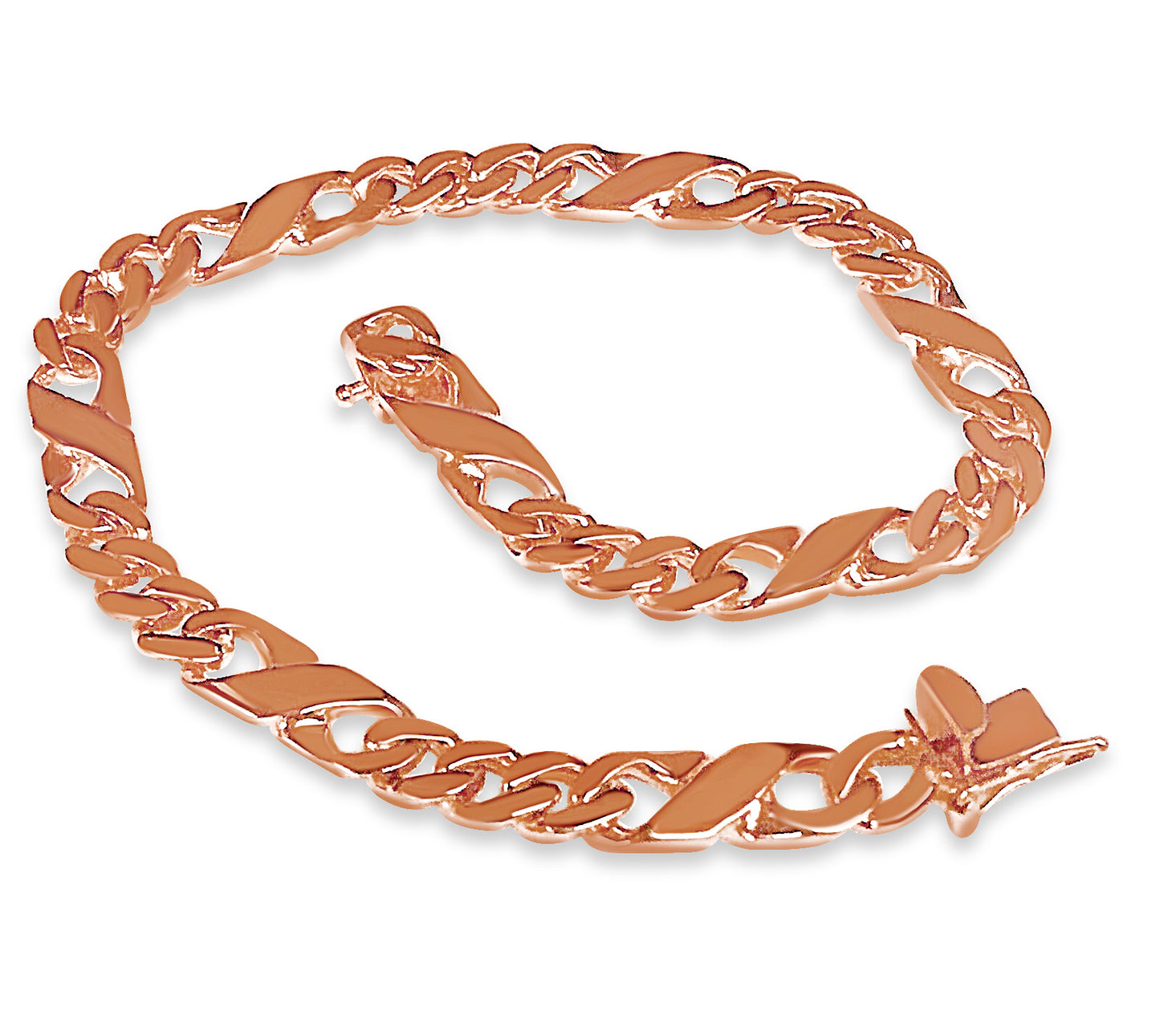 XO Curb Solid Gold Handmade Bracelet , 6mm, 6.5-10 Inch