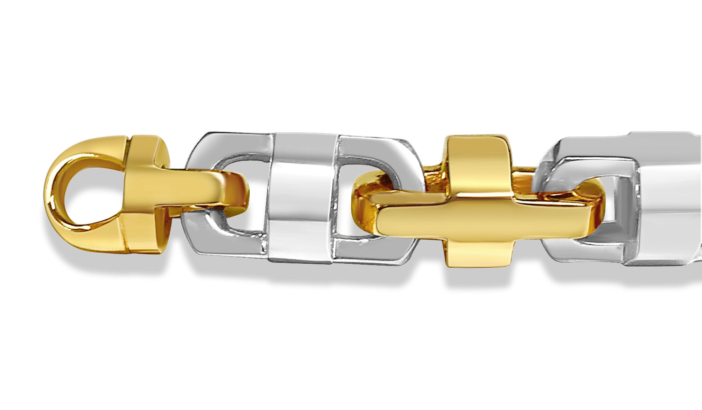 Anchor Mariner Solid Gold Handmade Bracelet , 14mm, 6.5-10 Inch