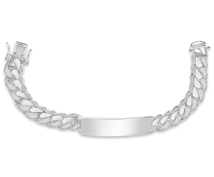 ID Curb Solid Gold Handmade Bracelet , 13mm, 6.5-10 Inch