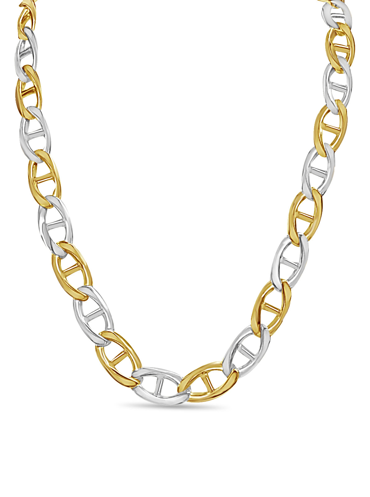 18k Solid Yellow Gold Handmade 15mm Mariner Link Necklace, 30", Approx 311g