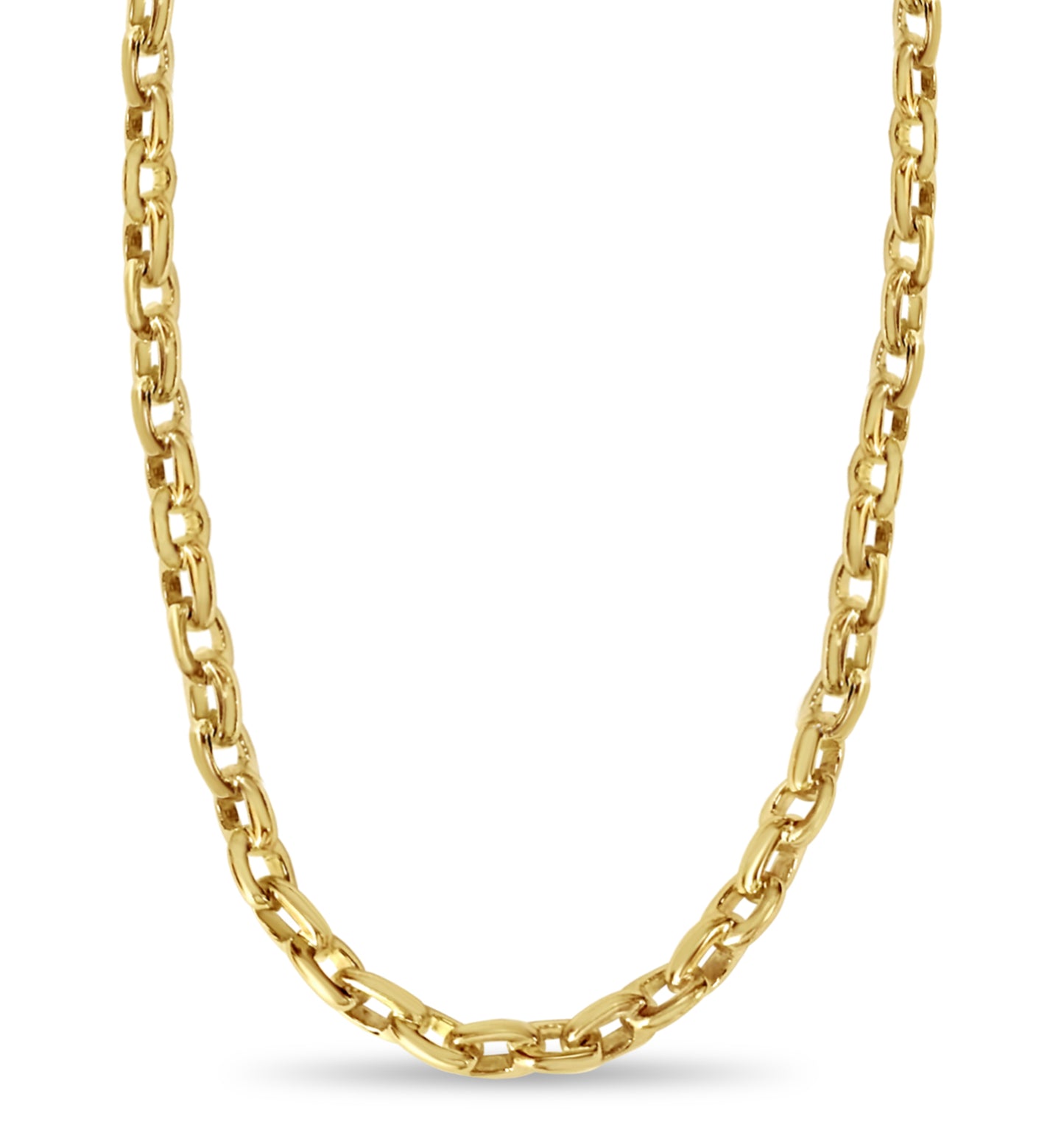 Fancy Rolo Solid Gold Handmade Necklace , 8mm, 16-30 Inch