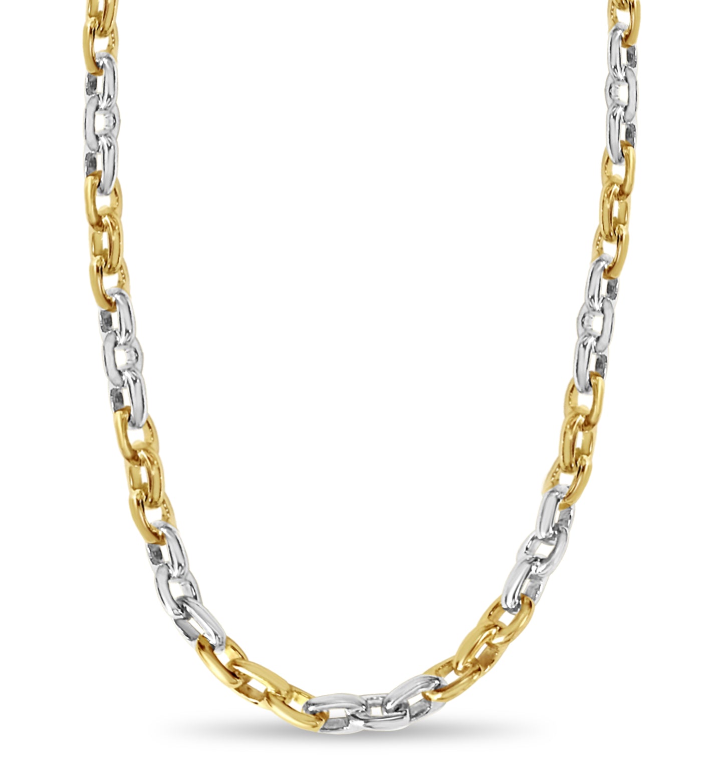 Fancy Rolo Solid Gold Handmade Necklace , 8mm, 16-30 Inch