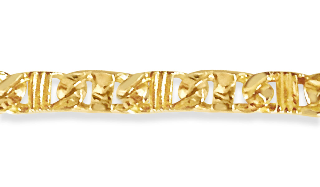 Anchor Mariner Solid Gold Handmade Bracelet , 6mm, 6.5-10 Inch
