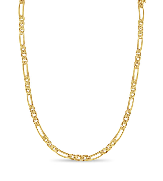 18k Solid Yellow Gold Handmade 5mm Figaro Link Necklace, 30", Approx 56g