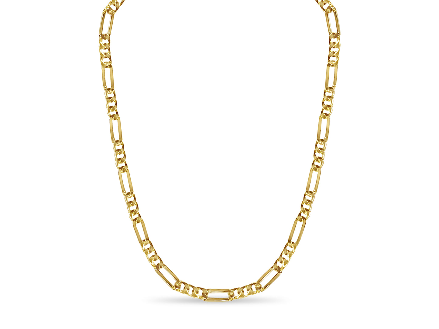 Figaro Solid Gold Handmade Necklace , 8mm, 16-30 Inch