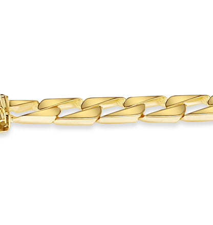 Curb Solid Gold Handmade Bracelet , 9mm, 6.5-10 Inch