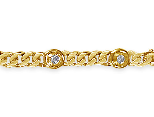 Curb Solid Gold Handmade Bracelet , 8mm, 6.5-10 Inch