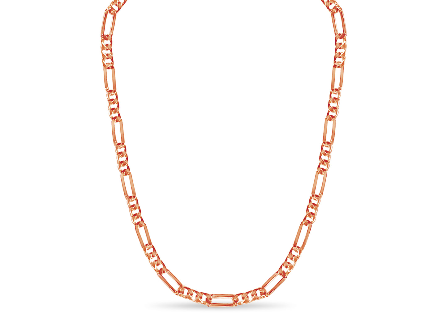 Figaro Solid Gold Handmade Necklace , 8mm, 16-30 Inch